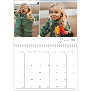 Fotokalender A4 doppelt — Schrift und Schnappschüsse