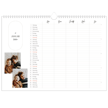 Fotokalender A3 — Große Pläne - 5-köpfige Familie