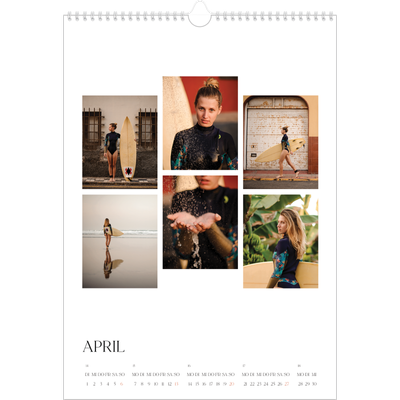 A3 Jahreskalender — Surfen bei Sonnenuntergang [April]