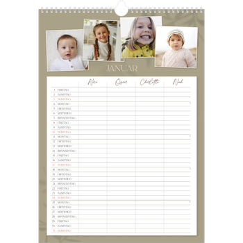 Fotokalender A3 — Warme Erdtöne - 4-köpfige Familie