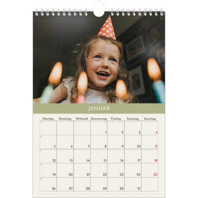Fotokalender A4 (20 x 30 cm) — Pastellfarbene Monate [Januar]