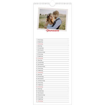 Küchenkalender  — Karminrote Signatur [Januar]