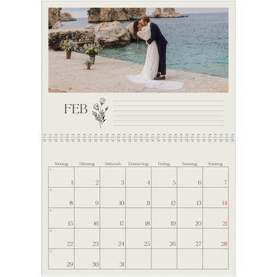 Fotokalender A4 doppelt (30 x 40 cm) — Blühende Initialen [Februar]