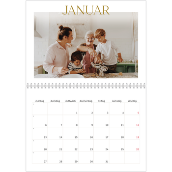 Fotokalender A4 doppelt — Großer goldener Text