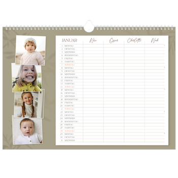 Fotokalender A3 — Warme Erdtöne - 4-köpfige Familie