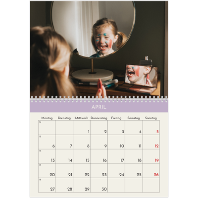 Fotokalender A4 doppelt (30 x 40 cm) — Pastellfarbene Monate [April]