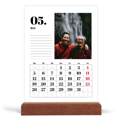 Tischkalender mit Holzfuß Hochformat  — Serif und Momente [deckblatt]