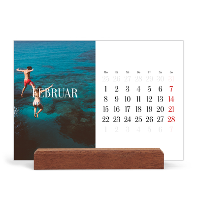 Tischkalender mit Holzfuß Querformat  — Endloses Entfliehen [Februar]