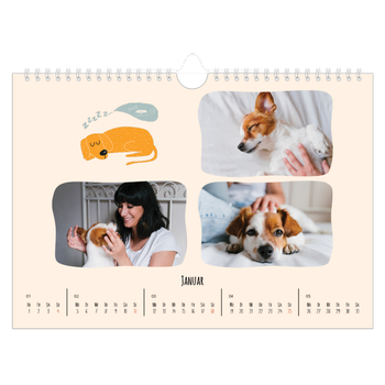 Fotokalender A4 — Hundepfoten und Kritzeleien