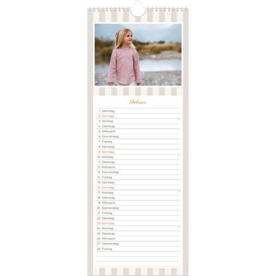 Küchenkalender  — Schrift und Streifen [Februar]