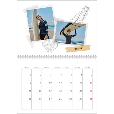 Fotokalender A4 doppelt (30 x 40 cm) — Scrapbook-Flair [Februar]