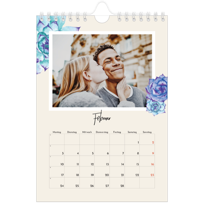 Fotokalender A5 — Gemalte Blumen [Februar]