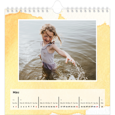 Jahreskalender Quadratisch — Wasserfarben Hintergründe [Marsch]