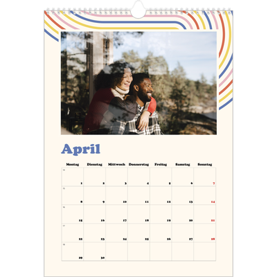 A3 Jahreskalender — Retro-Streifen [April]