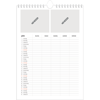 Fotokalender A4 — Gestalte selbst - 5-köpfige Familie