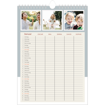 Fotokalender A4 — Erdige Töne - 5-köpfige Familie