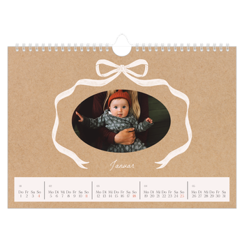 Fotokalender A4 — Kraftpapier und Schleife