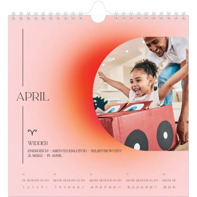 Jahreskalender Quadratisch — Astrologie Farbverlauf [April]