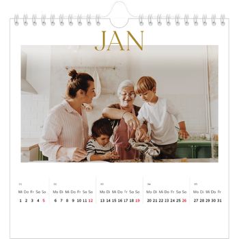 Fotokalender Quadratisch — Großer goldener Text