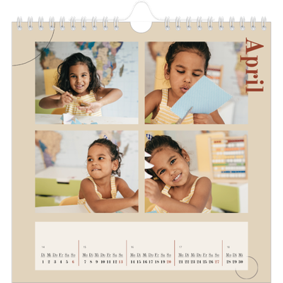 Jahreskalender Quadratisch — Assymetrischer Text [April]