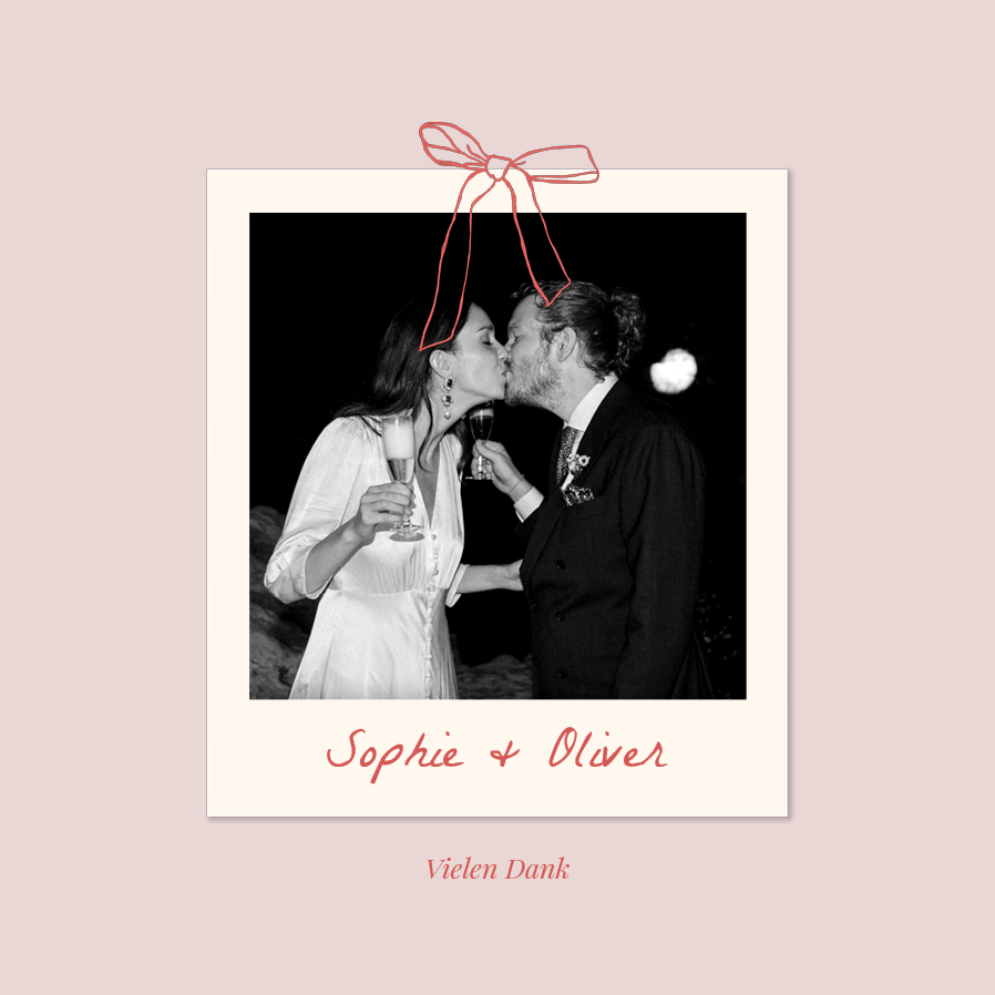 Dankeskarten — Rosa mit Schleifen