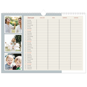 Fotokalender A3 — Erdige Töne - 4-köpfige Familie