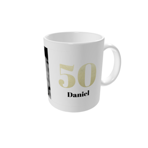 Tasse bedrucken — Große Glitzerzahlen 50