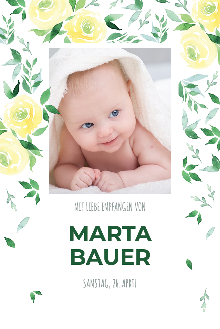 Einladungskarten — Gelbe Wasserfarbenblumen