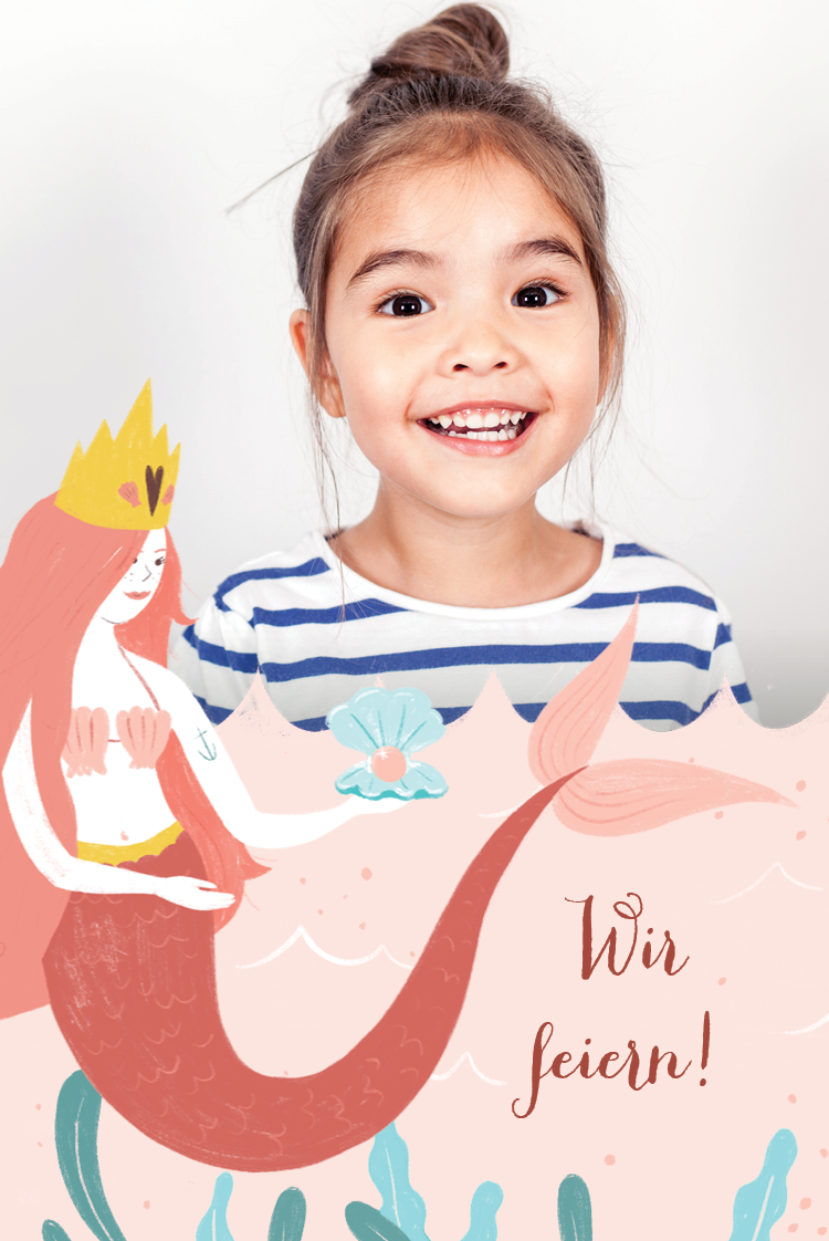 Einladungskarten — Meerjungfrau