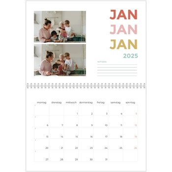 Fotokalender A4 doppelt — Bunte Schrift