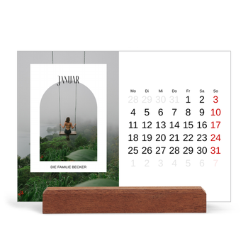 Tischkalender mit Holzfuß Querformat — Der offene Bogen